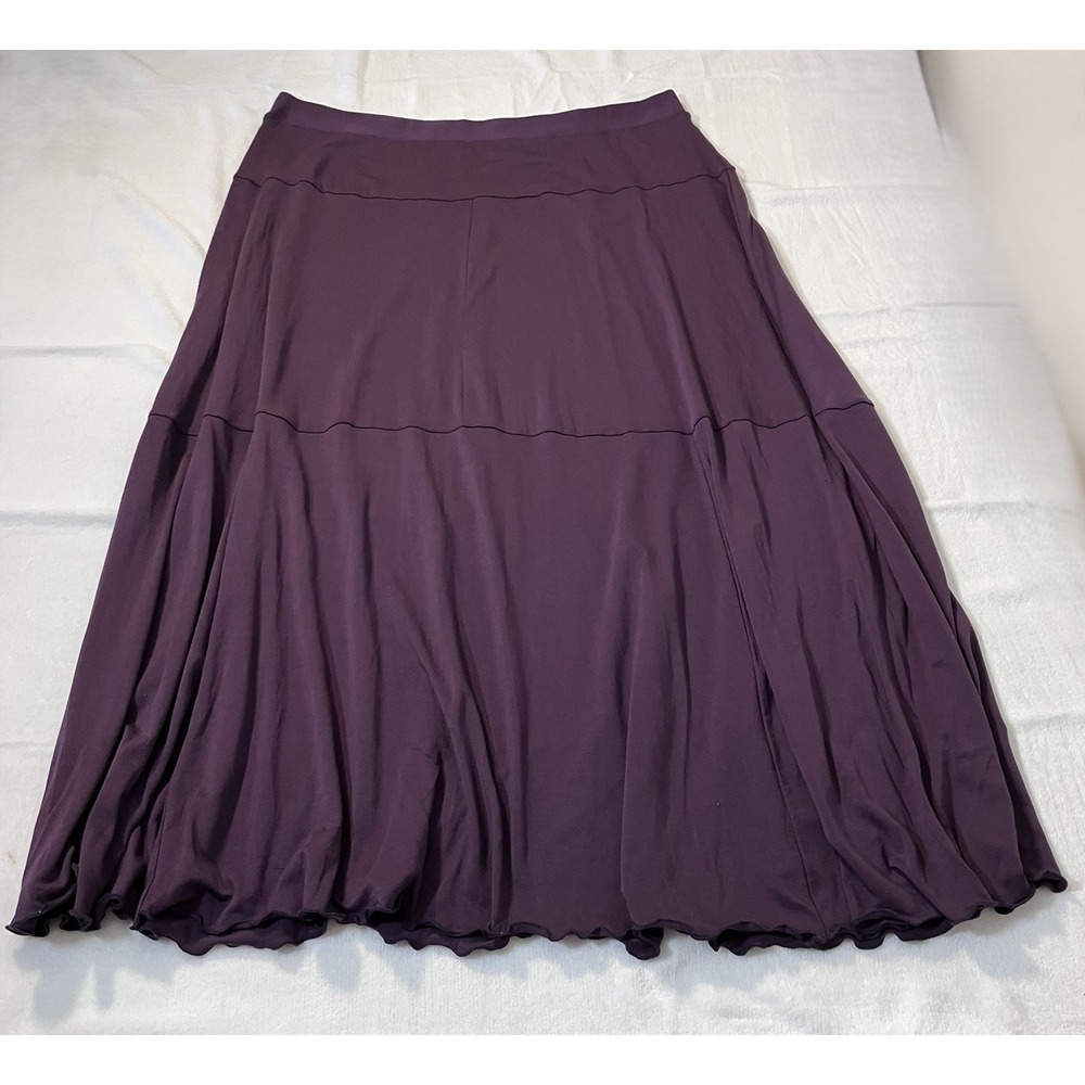 Gudrun Sjoden Purple Lyocell Jersey Maxi Skirt XL Tiered Scandi Lagenlook Plum